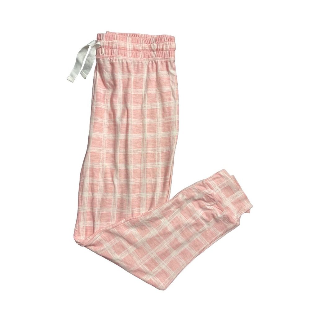 Kids Soft Pink Plaid Drawstring Loungewear pajamas XL